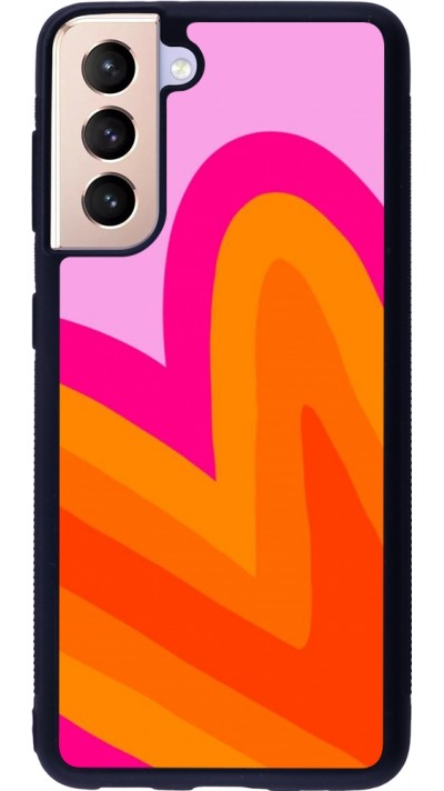 Coque Samsung Galaxy S21 5G - Silicone rigide noir Valentine 2024 heart gradient