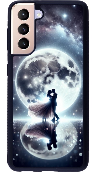 Coque Samsung Galaxy S21 5G - Silicone rigide noir Valentine 2024 Love under the moon
