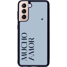 Coque Samsung Galaxy S21 5G - Silicone rigide noir Valentine 2024 mucho amor azul