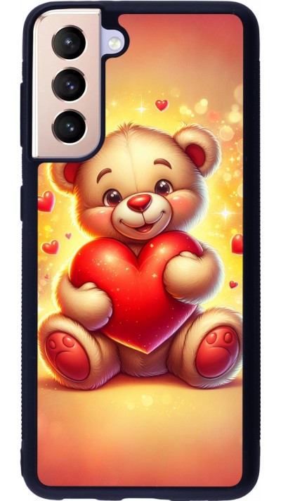 Coque Samsung Galaxy S21 5G - Silicone rigide noir Valentine 2024 Teddy love