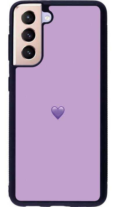 Coque Samsung Galaxy S21 5G - Silicone rigide noir Valentine 2023 purpule single heart