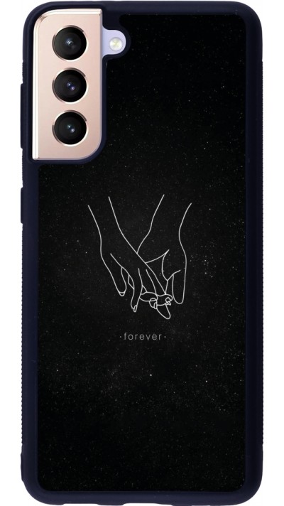 Coque Samsung Galaxy S21 5G - Silicone rigide noir Valentine 2023 hands forever