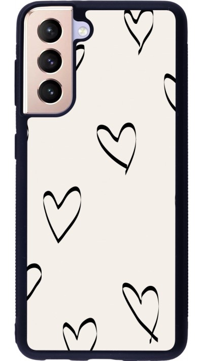 Coque Samsung Galaxy S21 5G - Silicone rigide noir Valentine 2023 minimalist hearts