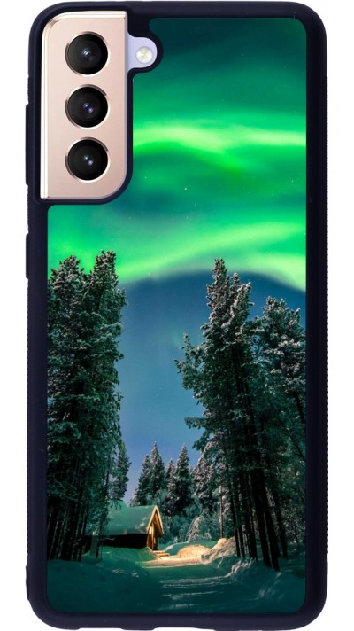 Coque Samsung Galaxy S21 5G - Silicone rigide noir Winter 22 Northern Lights