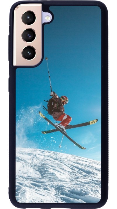 Coque Samsung Galaxy S21 5G - Silicone rigide noir Winter 22 Ski Jump