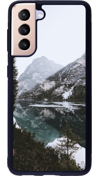 Coque Samsung Galaxy S21 5G - Silicone rigide noir Winter 22 snowy mountain and lake