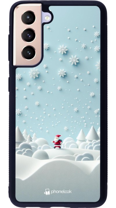 Coque Samsung Galaxy S21 5G - Silicone rigide noir Noël 2023 Petit Père Flocon