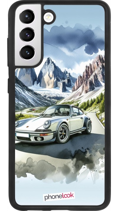 Coque Samsung Galaxy S21 FE 5G - Silicone rigide noir Porsche 911 Mountain Watercolor