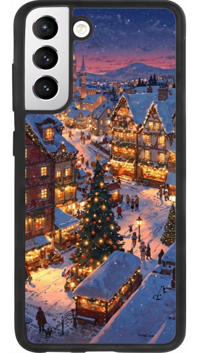 Coque Samsung Galaxy S21 FE 5G - Silicone rigide noir Christmas 25 Xmas Village