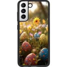 Coque Samsung Galaxy S21 FE 5G - Silicone rigide noir Easter 2026 Decorated eggs