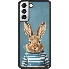 Coque Samsung Galaxy S21 FE 5G - Silicone rigide noir Easter 2026 Rabbit navy
