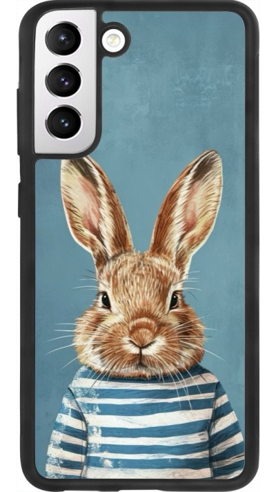Coque Samsung Galaxy S21 FE 5G - Silicone rigide noir Easter 2026 Rabbit navy