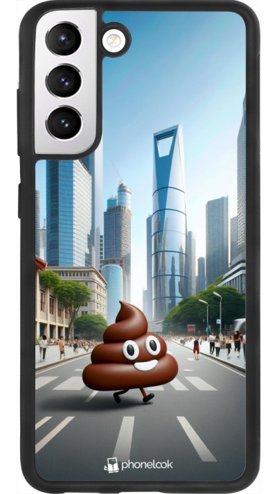 Samsung Galaxy S21 FE 5G Case Hülle - Silikon schwarz Kackhaufen Emoji Spaziergang