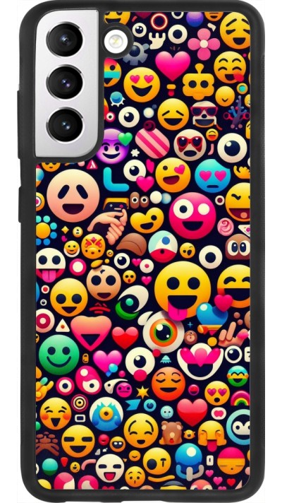 Samsung Galaxy S21 FE 5G Case Hülle - Silikon schwarz Emoji Mix Farbe