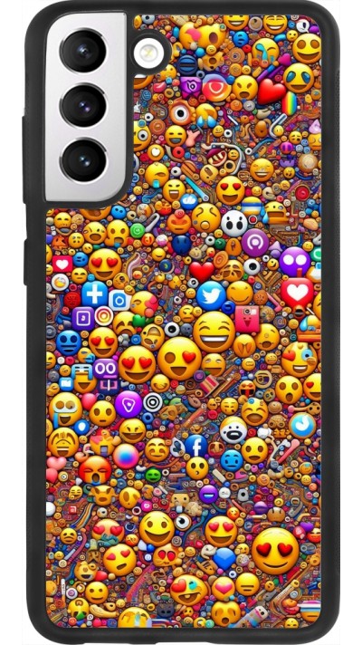 Samsung Galaxy S21 FE 5G Case Hülle - Silikon schwarz Emoji gemischt