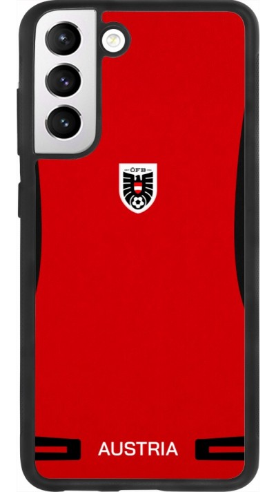 Coque Samsung Galaxy S21 FE 5G - Silicone rigide noir Maillot de football Autriche 2026 personnalisable