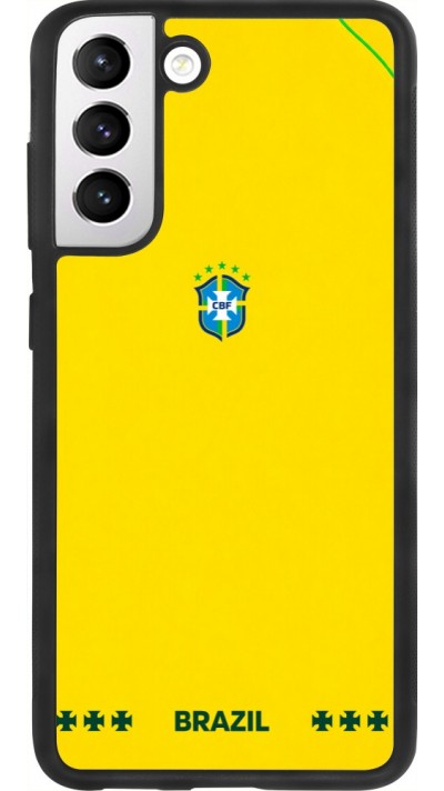 Coque Samsung Galaxy S21 FE 5G - Silicone rigide noir Maillot de football Bresil 2026 personnalisable