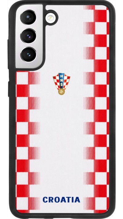 Coque Samsung Galaxy S21 FE 5G - Silicone rigide noir Maillot de football Croatie 2026 personnalisable