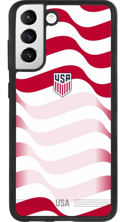 Coque Samsung Galaxy S21 FE 5G - Silicone rigide noir Maillot de football E?tats Unis 2026 personnalisable