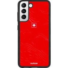 Coque Samsung Galaxy S21 FE 5G - Silicone rigide noir Maillot de football Suisse 2026 personnalisable