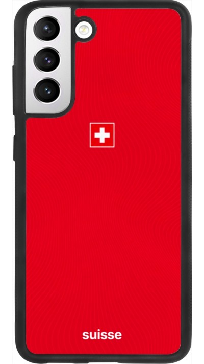 Coque Samsung Galaxy S21 FE 5G - Silicone rigide noir Maillot de football Suisse 2026 personnalisable