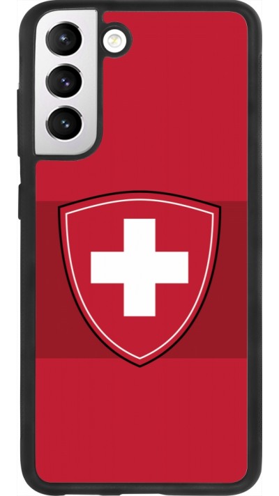 Coque Samsung Galaxy S21 FE 5G - Silicone rigide noir Hockey World Championship Ecusson Suisse
