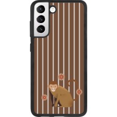 Coque Samsung Galaxy S21 FE 5G - Silicone rigide noir Monkey with stripes