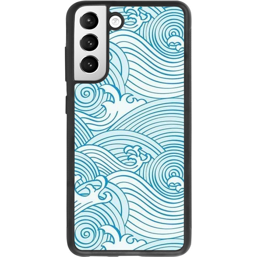Coque Samsung Galaxy S21 FE 5G - Silicone rigide noir Ocean Waves