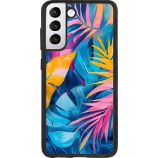Coque Samsung Galaxy S21 FE 5G - Silicone rigide noir Palms Blue