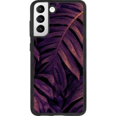 Coque Samsung Galaxy S21 FE 5G - Silicone rigide noir Purple Light Leaves