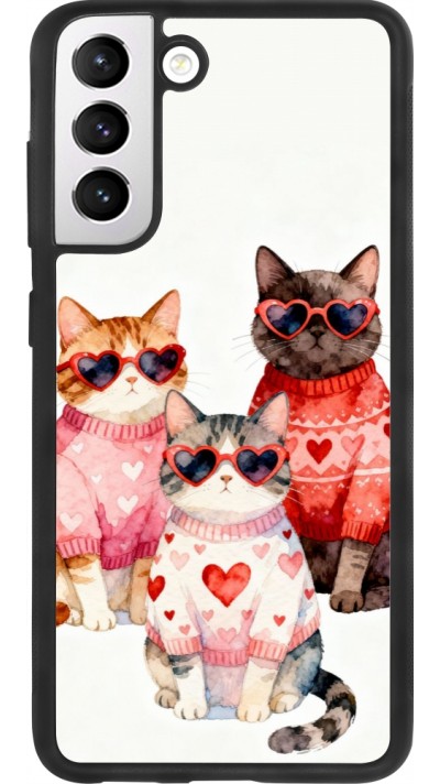 Coque Samsung Galaxy S21 FE 5G - Silicone rigide noir Saint Valentines Day 26 Cat Love