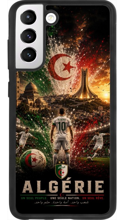 Coque Samsung Galaxy S21 FE 5G - Silicone rigide noir Football Algérie splash 2026