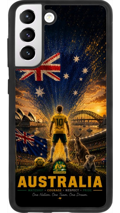 Coque Samsung Galaxy S21 FE 5G - Silicone rigide noir Football Australie splash 2026