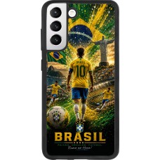 Coque Samsung Galaxy S21 FE 5G - Silicone rigide noir Football Brésil splash 2026