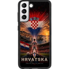 Coque Samsung Galaxy S21 FE 5G - Silicone rigide noir Football Croatie splash 2026