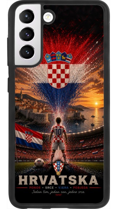 Coque Samsung Galaxy S21 FE 5G - Silicone rigide noir Football Croatie splash 2026