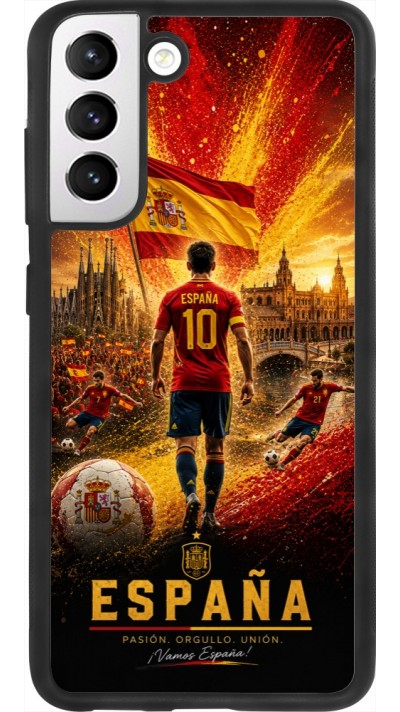 Coque Samsung Galaxy S21 FE 5G - Silicone rigide noir Football Espagne splash 2026
