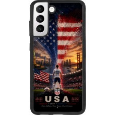 Coque Samsung Galaxy S21 FE 5G - Silicone rigide noir Football États-Unis splash 2026