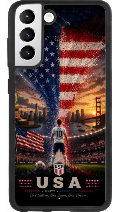 Coque Samsung Galaxy S21 FE 5G - Silicone rigide noir Football États-Unis splash 2026