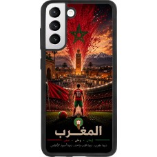 Coque Samsung Galaxy S21 FE 5G - Silicone rigide noir Football Maroc splash 2026