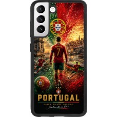 Coque Samsung Galaxy S21 FE 5G - Silicone rigide noir Football Portugal splash 2026