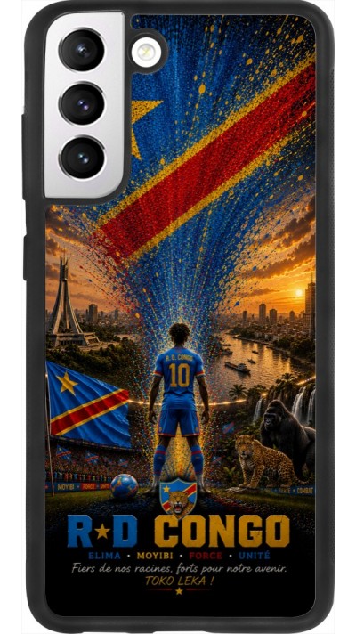 Coque Samsung Galaxy S21 FE 5G - Silicone rigide noir Football République démocratique du Congo splash 2026