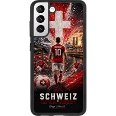 Coque Samsung Galaxy S21 FE 5G - Silicone rigide noir Football Schweiz splash 2026