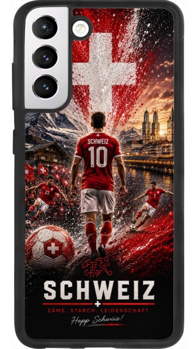 Coque Samsung Galaxy S21 FE 5G - Silicone rigide noir Football Schweiz splash 2026