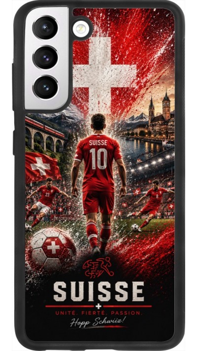 Coque Samsung Galaxy S21 FE 5G - Silicone rigide noir Football Suisse splash 2026