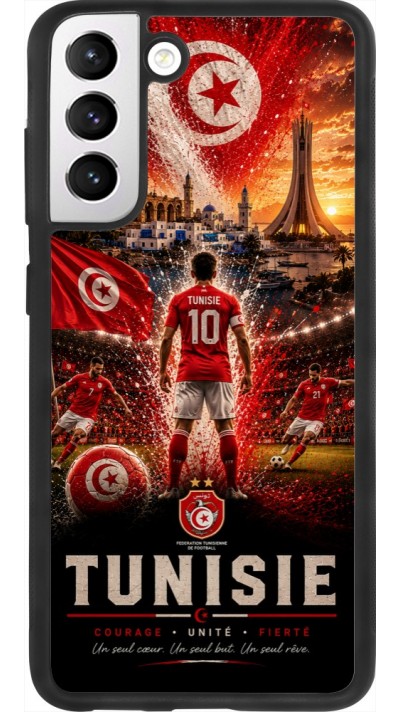 Coque Samsung Galaxy S21 FE 5G - Silicone rigide noir Football Tunisie splash 2026