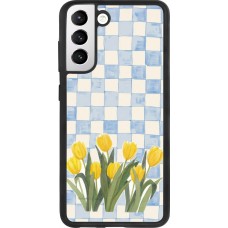 Coque Samsung Galaxy S21 FE 5G - Silicone rigide noir Blue vichy tulips 2026