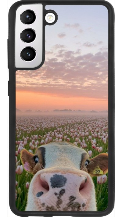 Coque Samsung Galaxy S21 FE 5G - Silicone rigide noir Cow with tulips 2026