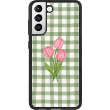 Coque Samsung Galaxy S21 FE 5G - Silicone rigide noir Green vichy tulips 2026