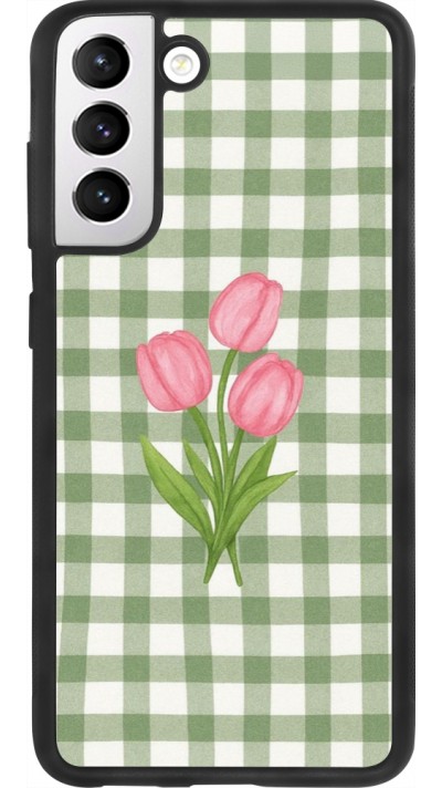 Coque Samsung Galaxy S21 FE 5G - Silicone rigide noir Green vichy tulips 2026